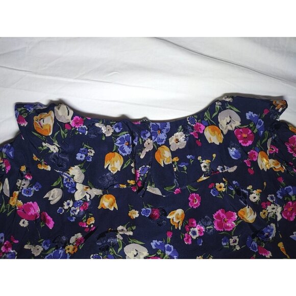 Lauren Ralph Lauren Black Label Shianeta Floral Print Tie Blouse Small Womens L/ - Picture 3 of 11